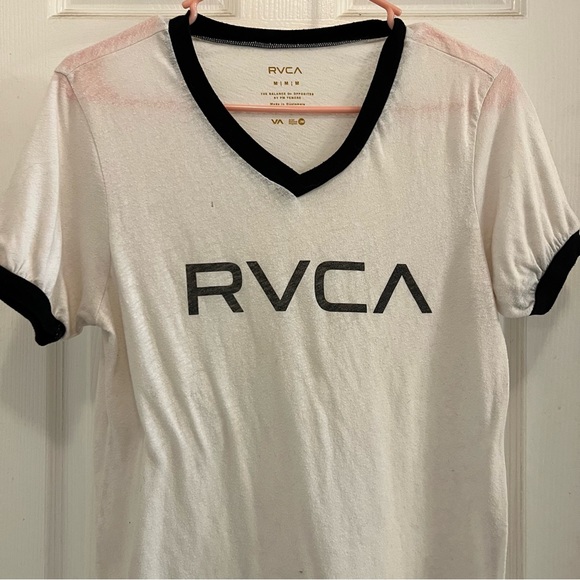 RVCA Black & White V-Neck T-Shirt - Picture 2 of 6